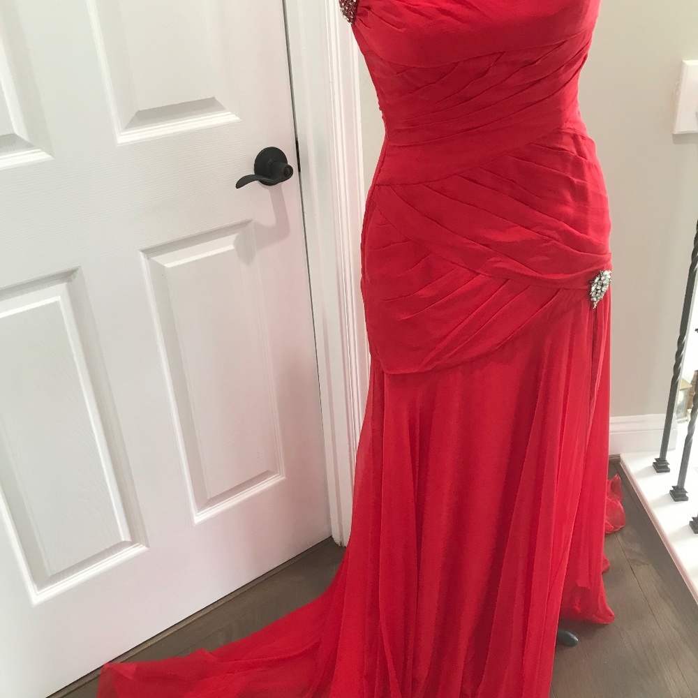 Sherri Hill red evening gown pageant gown pron